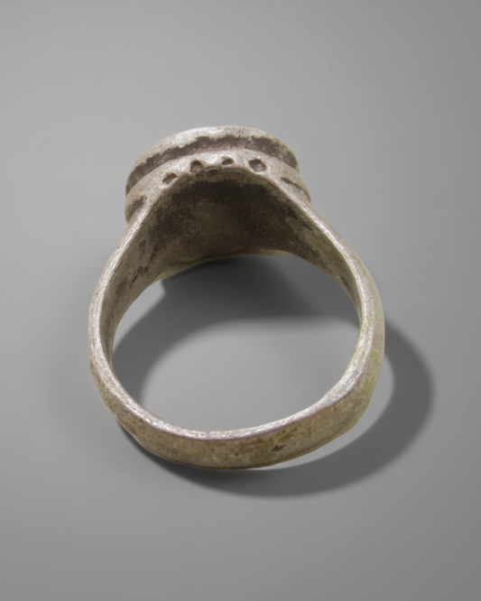 Medieval Silver Apotropaic Ring Depicting a Pentagram. Hand-Engraved. 975–1150AD, Europe.