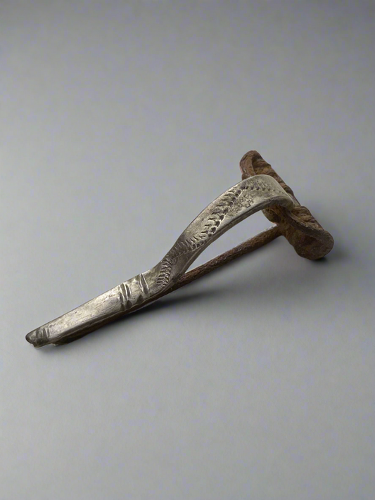 Ancient Roman Decorated Silver Bow Fibula with Original Iron pin + Spring. 250-300AD, Roman Britain