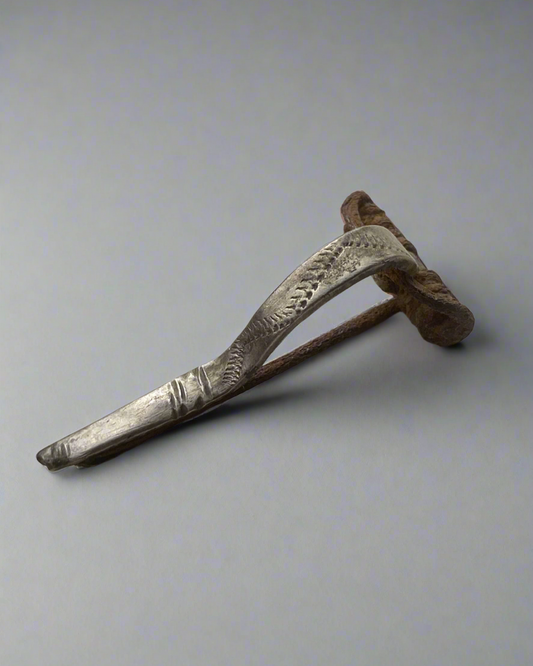 Ancient Roman Decorated Silver Bow Fibula with Original Iron pin + Spring. 250-300AD, Roman Britain