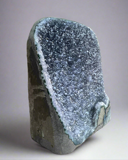 amethyst drusy cut base geode