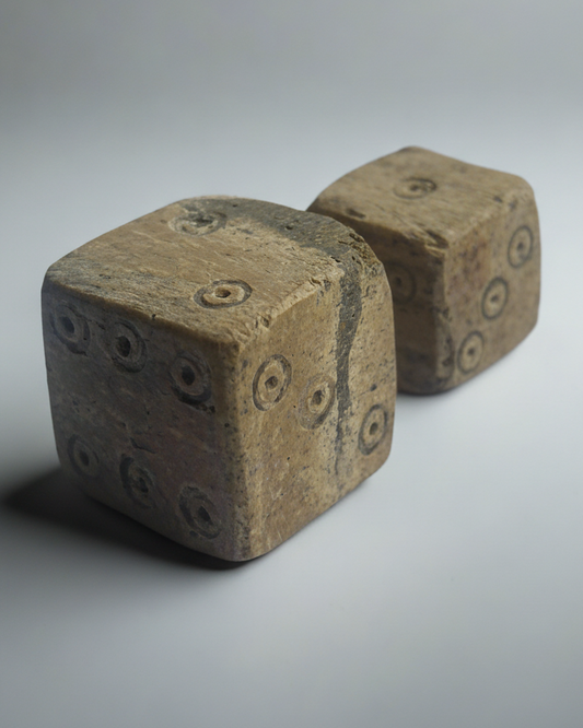 Set of Two Ancient Roman Bone Gaming Dice, 100-300AD, Roman Britain
