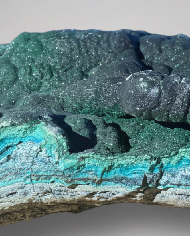 XL 10" Velvet Botryoidal Malachite on Chrysocolla Specimen, L'Etoile du Congo Mine, Lubumbashi, Katanga, DR Congo