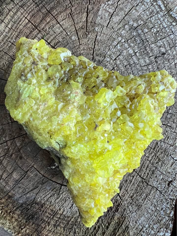 Natural Sulphur Crystal Custer on matrix display specimen