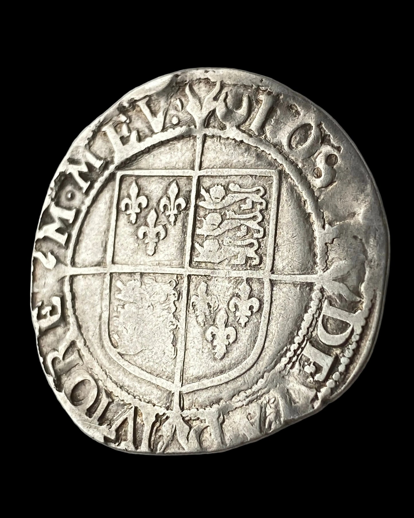 Queen Elizabeth I of England (1558-1603) Silver Shilling- 6th Issue - MM Crescent - Tower Mint - S.2577 (c.1587-1589)
