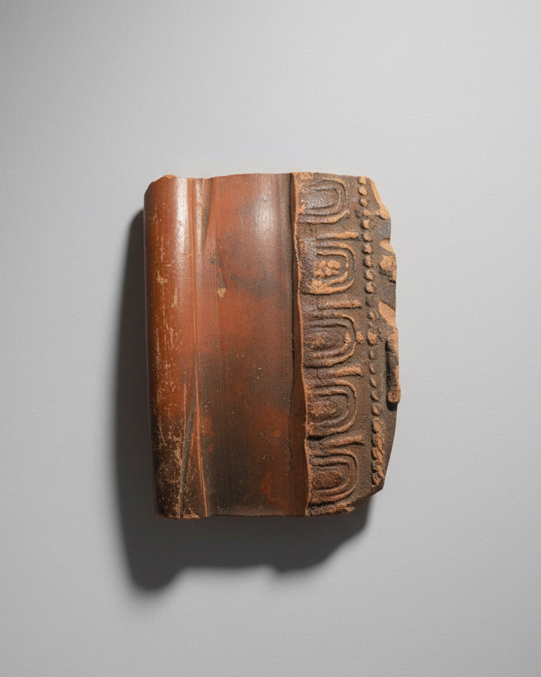 Ancient Roman Decorated Samian Ware Sherd with Scorched Appearance- Hertfordshire, England - c.75-200 AD