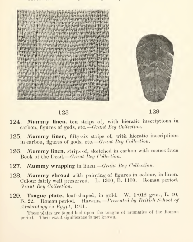 Ancient Egyptian Mummy Wrappings, one with hieratic inscriptions, with Early 20th-Century Museum Label and Glass Display - Ex Aberdeen Anthropology Museum (Former Grant Bey Coll.)