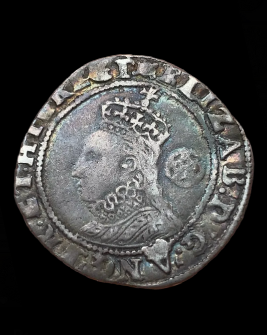 Queen Elizabeth I of England (1558-1603) Silver Sixpence - 6th Issue - MM Woolpack - Tower Mint - S. 2578B, Dated 1594