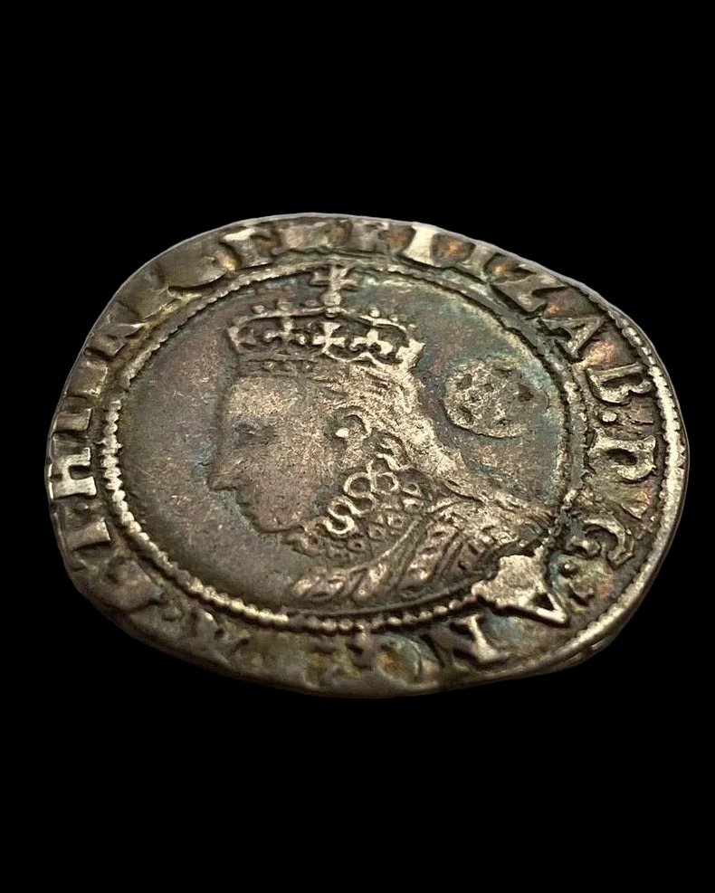 Queen Elizabeth I of England (1558-1603) Silver Sixpence - 6th Issue - MM Woolpack - Tower Mint - S. 2578B (Dated 1594)