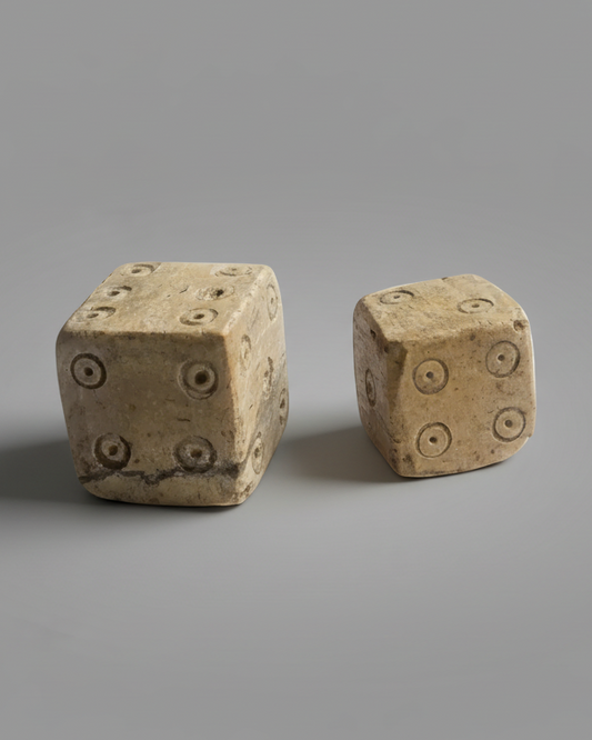 Set of Two Ancient Roman Bone Gaming Dice, 100-300AD, Roman Britain
