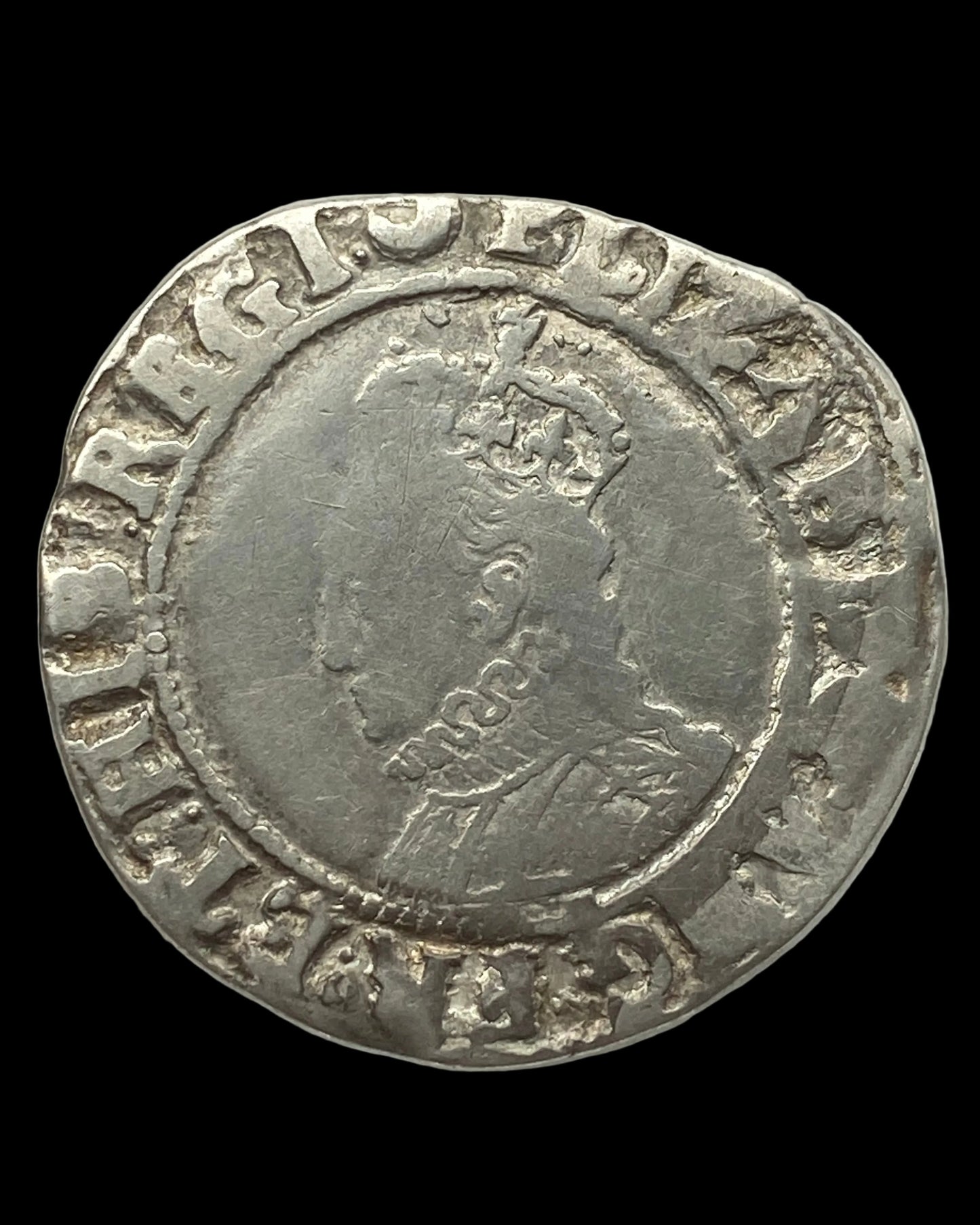 Queen Elizabeth I of England (1558-1603) Silver Shilling- 6th Issue - MM Crescent - Tower Mint - S.2577 (c.1587-1589)