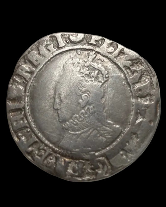 Queen Elizabeth I of England (1558-1603) Silver Shilling- 6th Issue - MM Crescent - Tower Mint - S.2577 (c.1587-1589)