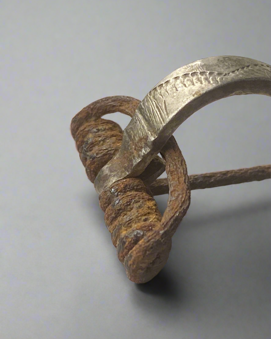 Ancient Roman Decorated Silver Bow Fibula with Original Iron pin + Spring. 250-300AD, Roman Britain