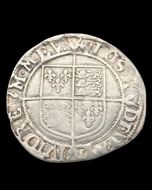 Queen Elizabeth I of England (1558-1603) Silver Shilling- 6th Issue - MM Crescent - Tower Mint - S.2577 (c.1587-1589)