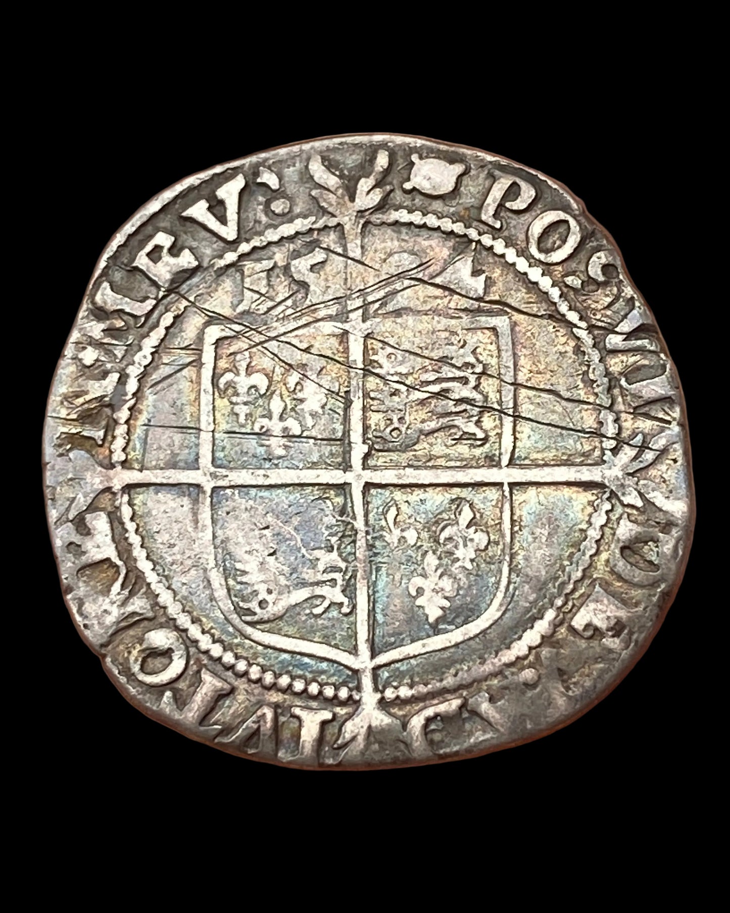 Queen Elizabeth I of England (1558-1603) Silver Sixpence - 6th Issue - MM Woolpack - Tower Mint - S. 2578B (Dated 1594)