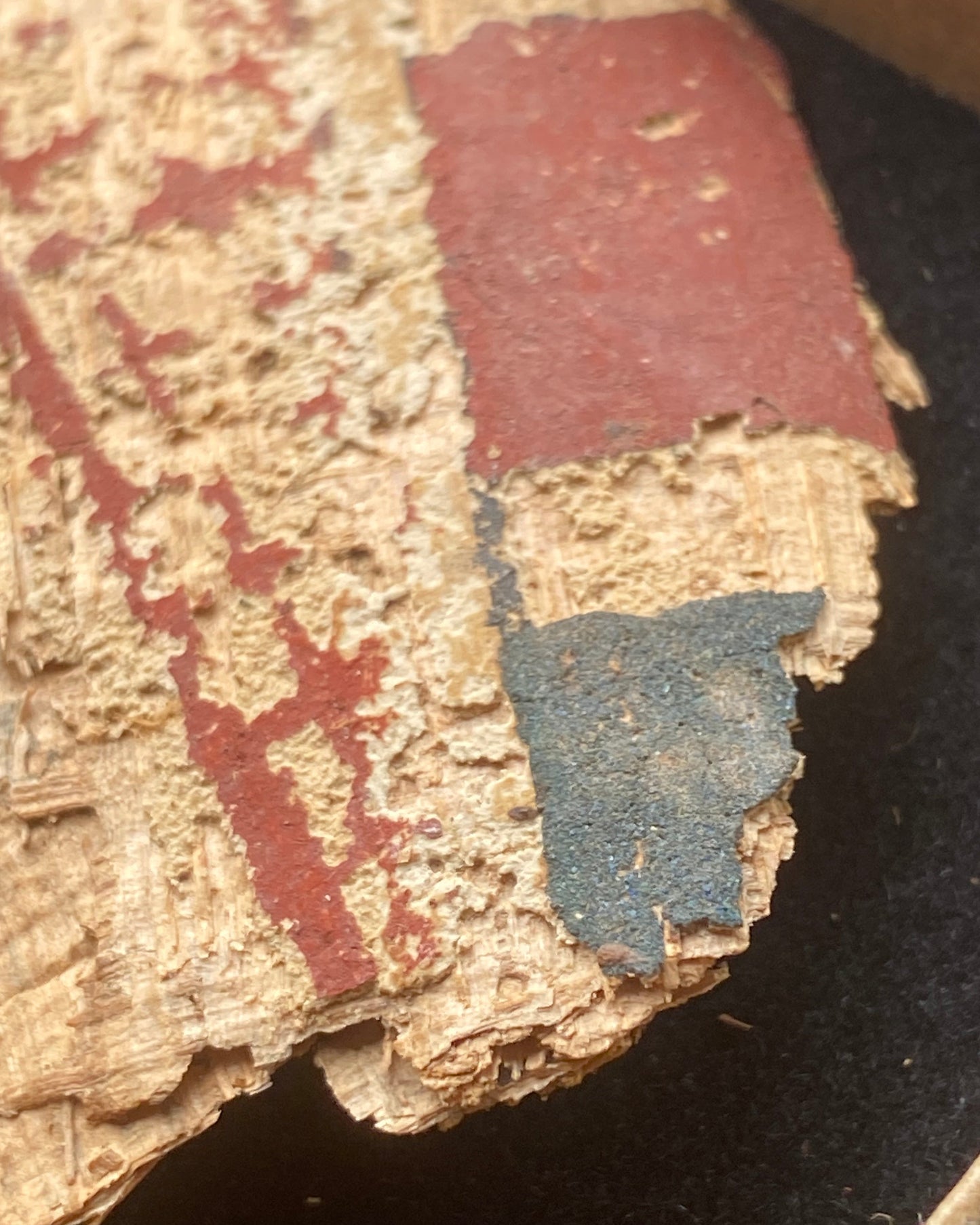 Ancient Egyptian Cartonnage - Painted Mummy Case Section with Reused Papyrus - Early Ptolemaic Period, c. 300 BC