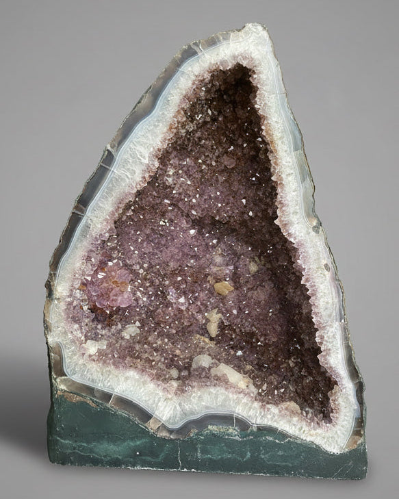 Collector’s Amethyst Cathedral with Sculptural Calcite and Rutile Inclusions- 17.05KG, Brazil.