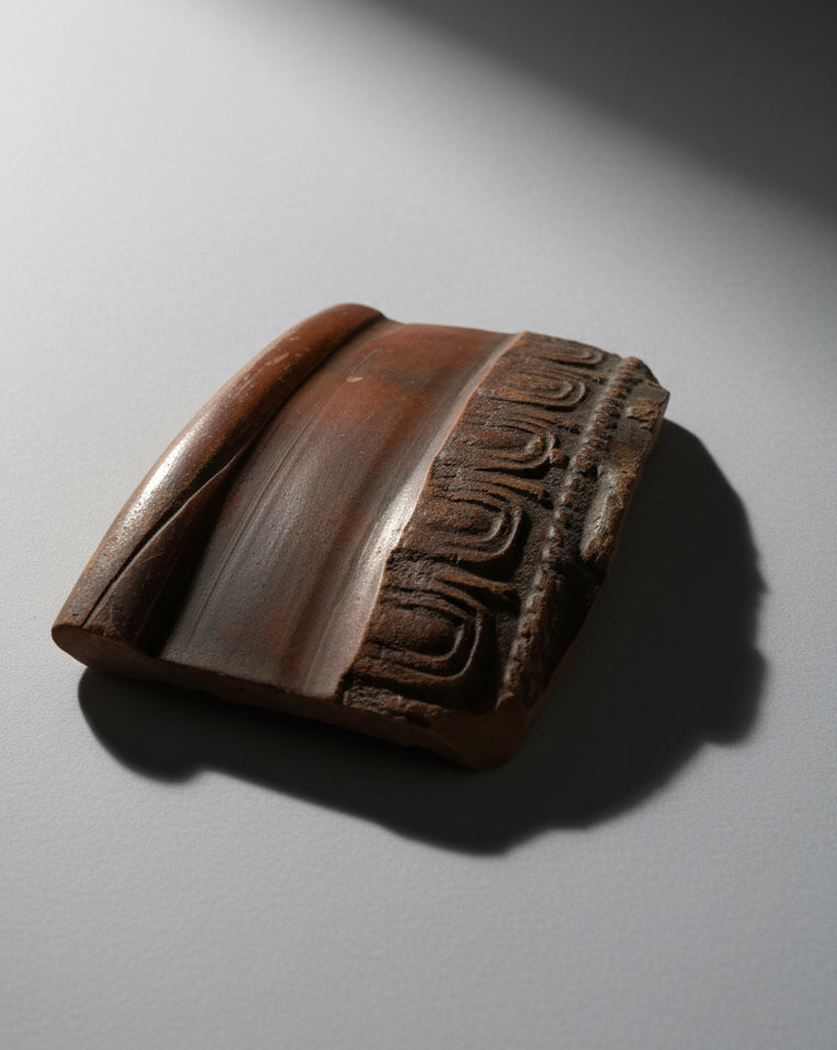 Ancient Roman Decorated Samian Ware Sherd with Scorched Appearance- Hertfordshire, England - c.75-200 AD