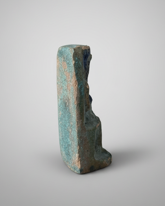 Ancient Egyptian Statuette of the Serpent Goddess Renenutet With Child (Nepri), Copper-Glazed Terracotta - Nile Valley, Egypt. Late Period-Ptolemaic Period, c.664- 30 BC