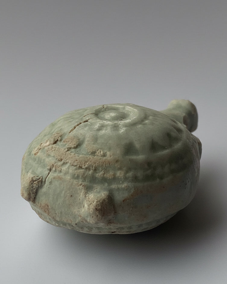 Ancient Egyptian Faience Flask Depicting Sekhmet & Lotus Flower Rosette - 26th Dynasty, c. 664–525 BC