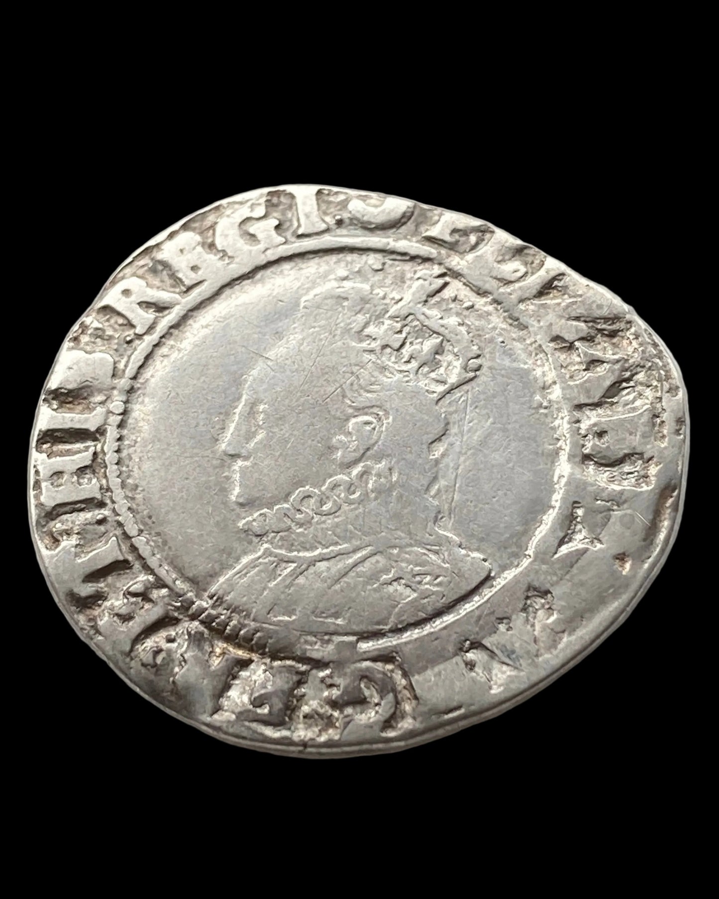 Queen Elizabeth I of England (1558-1603) Silver Shilling- 6th Issue - MM Crescent - Tower Mint - S.2577 (c.1587-1589)