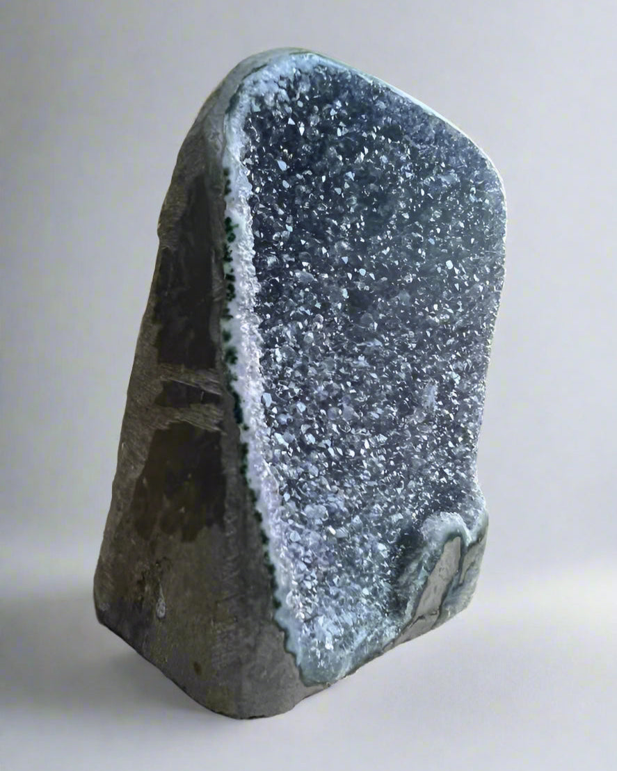 amethyst drusy cut base geode