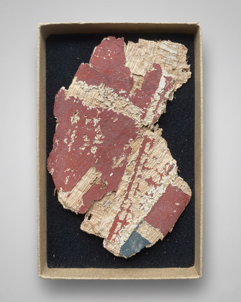 Ancient Egyptian Cartonnage - Painted Mummy Case Section with Reused Papyrus - Early Ptolemaic Period, c. 300 BC