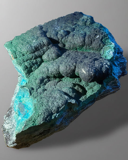 XL 10" Velvet Botryoidal Malachite on Chrysocolla Specimen, L'Etoile du Congo Mine, Lubumbashi, Katanga, DR Congo