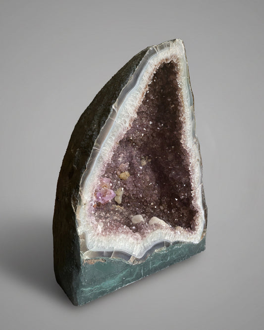 Collector’s Amethyst Cathedral with Sculptural Calcite and Rutile Inclusions- 17.05KG, Brazil.