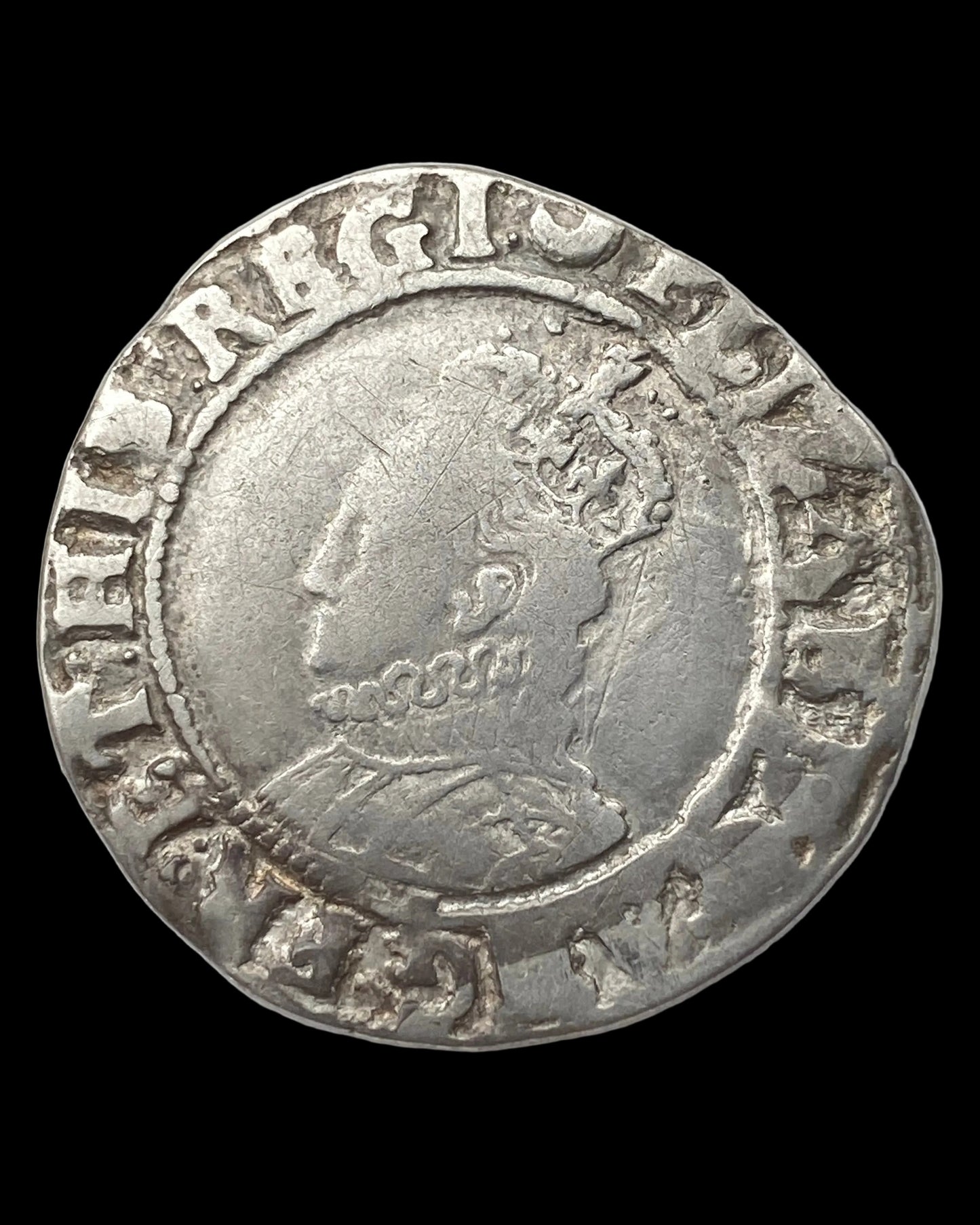 Queen Elizabeth I of England (1558-1603) Silver Shilling- 6th Issue - MM Crescent - Tower Mint - S.2577 (c.1587-1589)