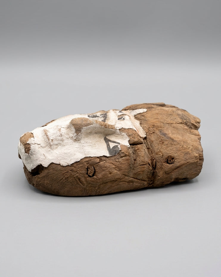 Ancient Egyptian Polychrome Wooden Sarcophagus Mask – Late Period, 26th–31st Dynasty, c. 664–332 BC