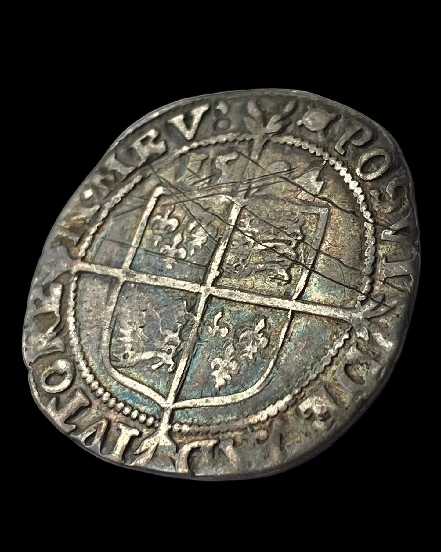 Queen Elizabeth I of England (1558-1603) Silver Sixpence - 6th Issue - MM Woolpack - Tower Mint - S. 2578B (Dated 1594)