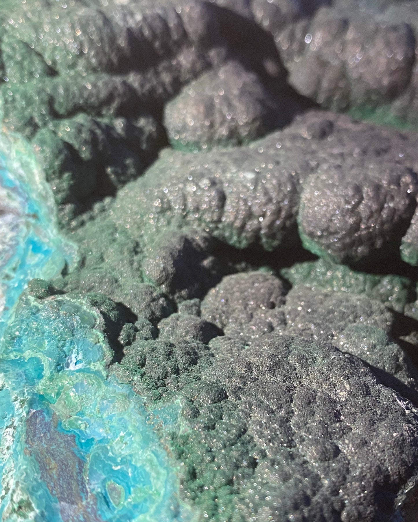 XL 10" Velvet Botryoidal Malachite on Chrysocolla Specimen, L'Etoile du Congo Mine, Lubumbashi, Katanga, DR Congo