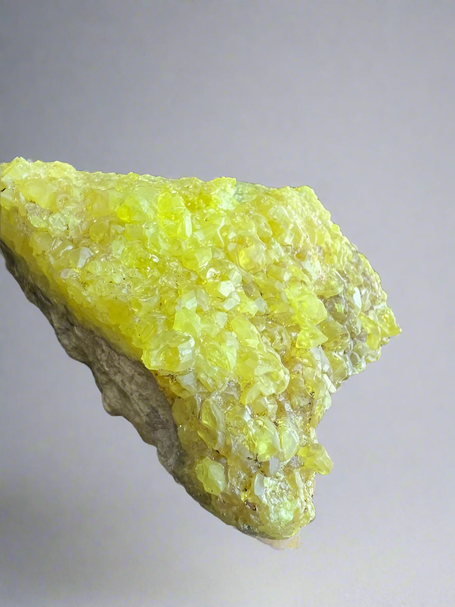 Natural Sulphur Crystal Custer on matrix display specimen
