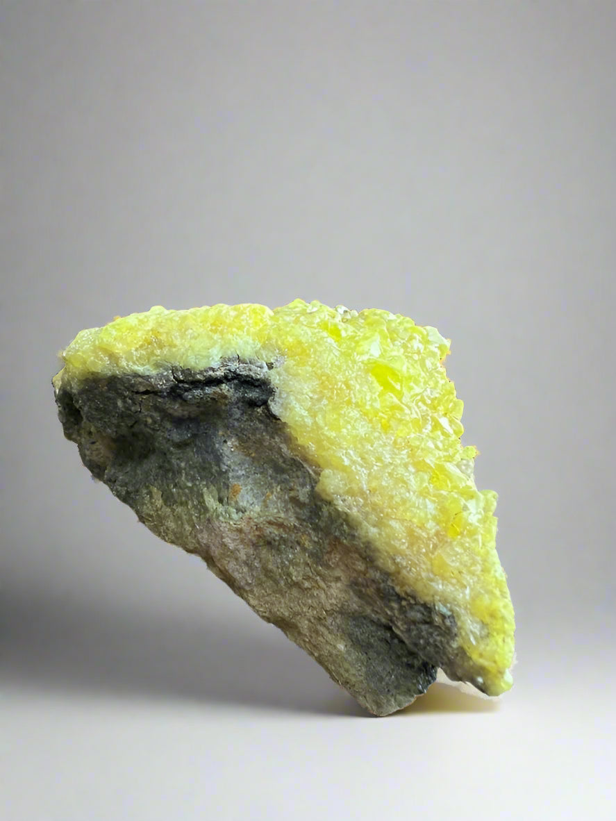 Natural Sulphur Crystal Custer on matrix display specimen