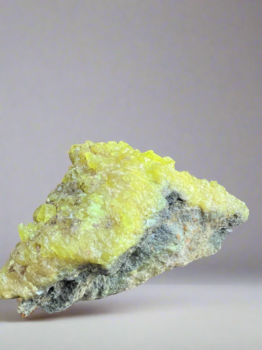 Natural Sulphur Crystal Custer on matrix display specimen