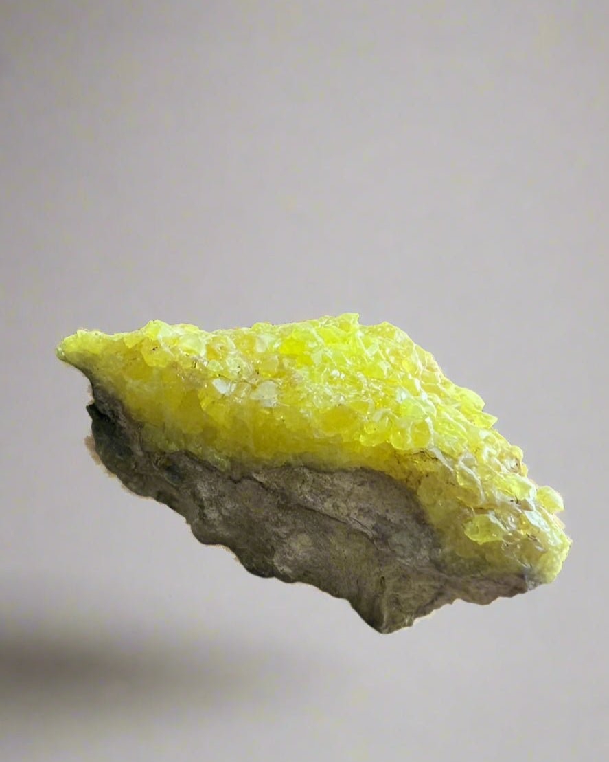 Natural Sulphur Crystal Custer on matrix display specimen