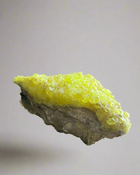Natural Sulphur Crystal Custer on matrix display specimen