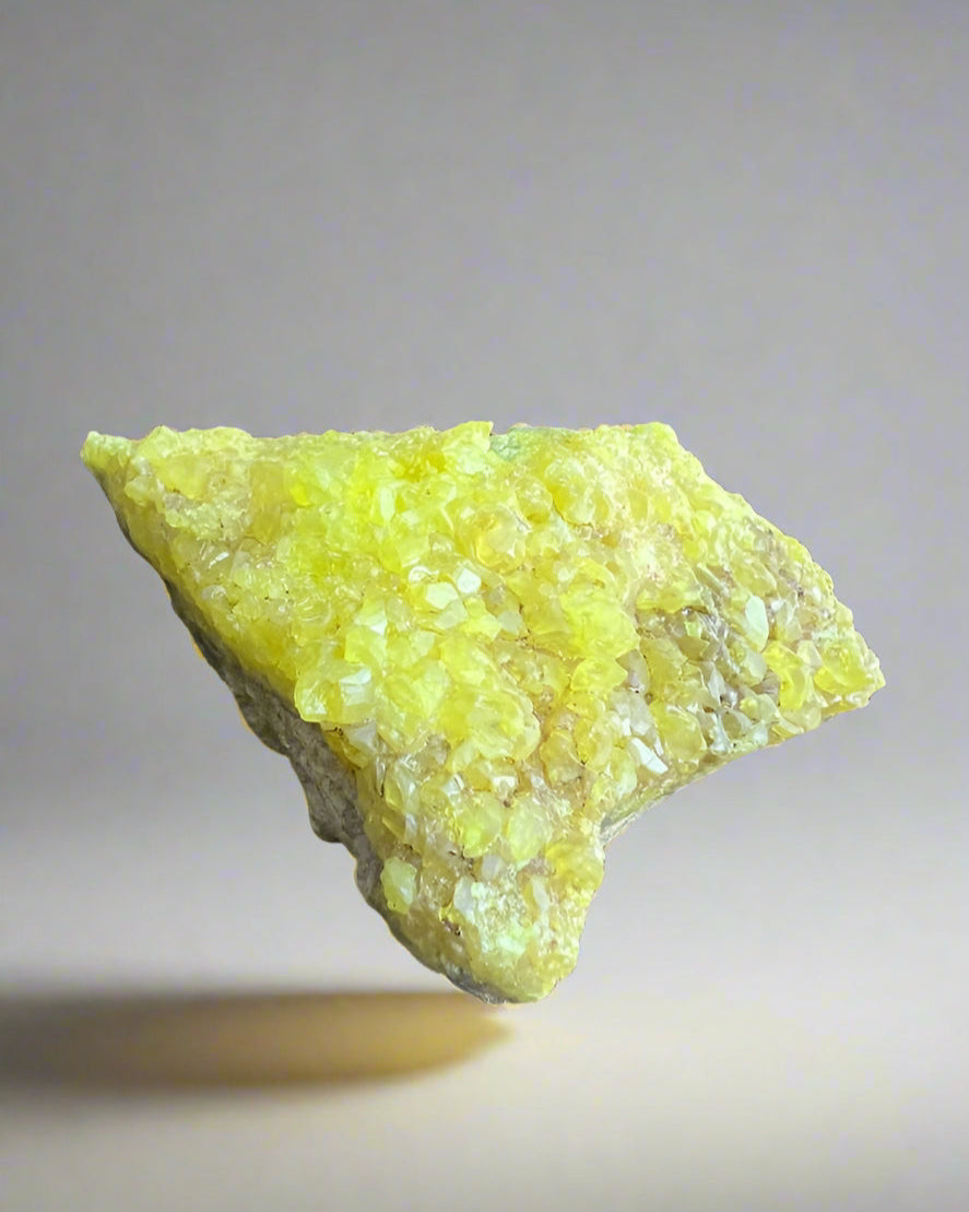 Natural Sulphur Crystal Custer on matrix display specimen