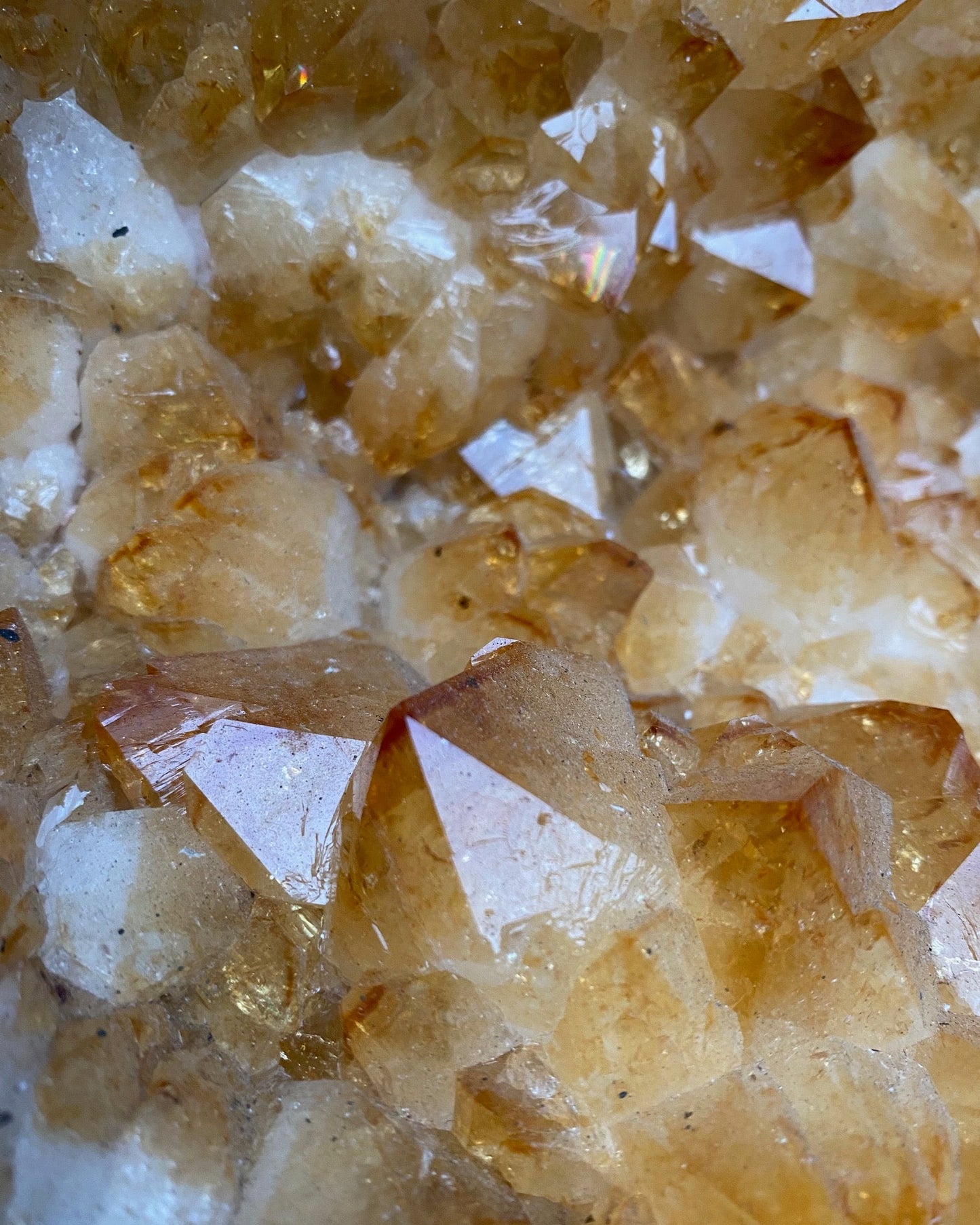 Large Brazilian Citrine Cathedral With Huge Calcite Inclusions.