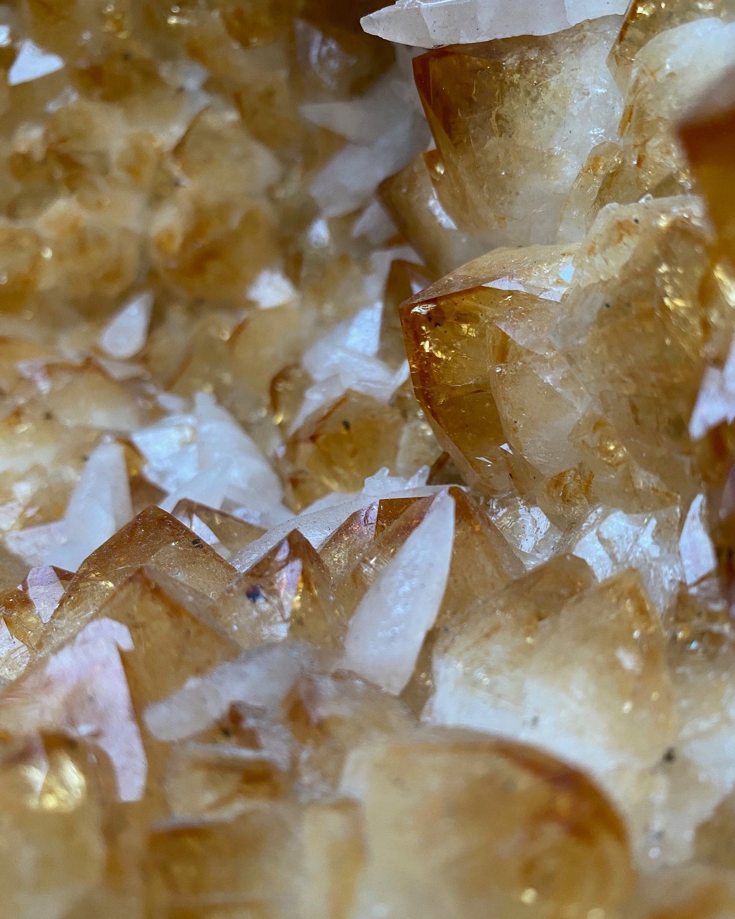 Large Brazilian Citrine Cathedral With Huge Calcite Inclusions.